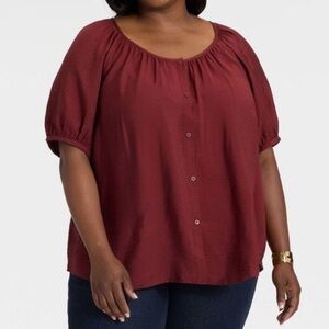 Ava & Viv Women's Burgundy Button Down Blouse
